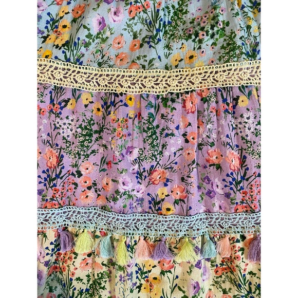 Alice + Olivia Karolina Smocked Waist Floral Tie Front Maxi Dress - Picture 11 of 16